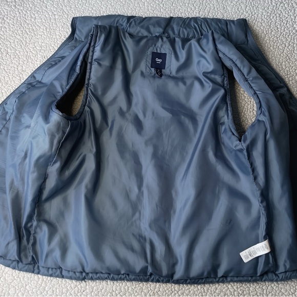 Gap Mens Puffer Vest XS Light Blue Full Zip Polyester Jacket Sleeveless - Picture 6 of 9